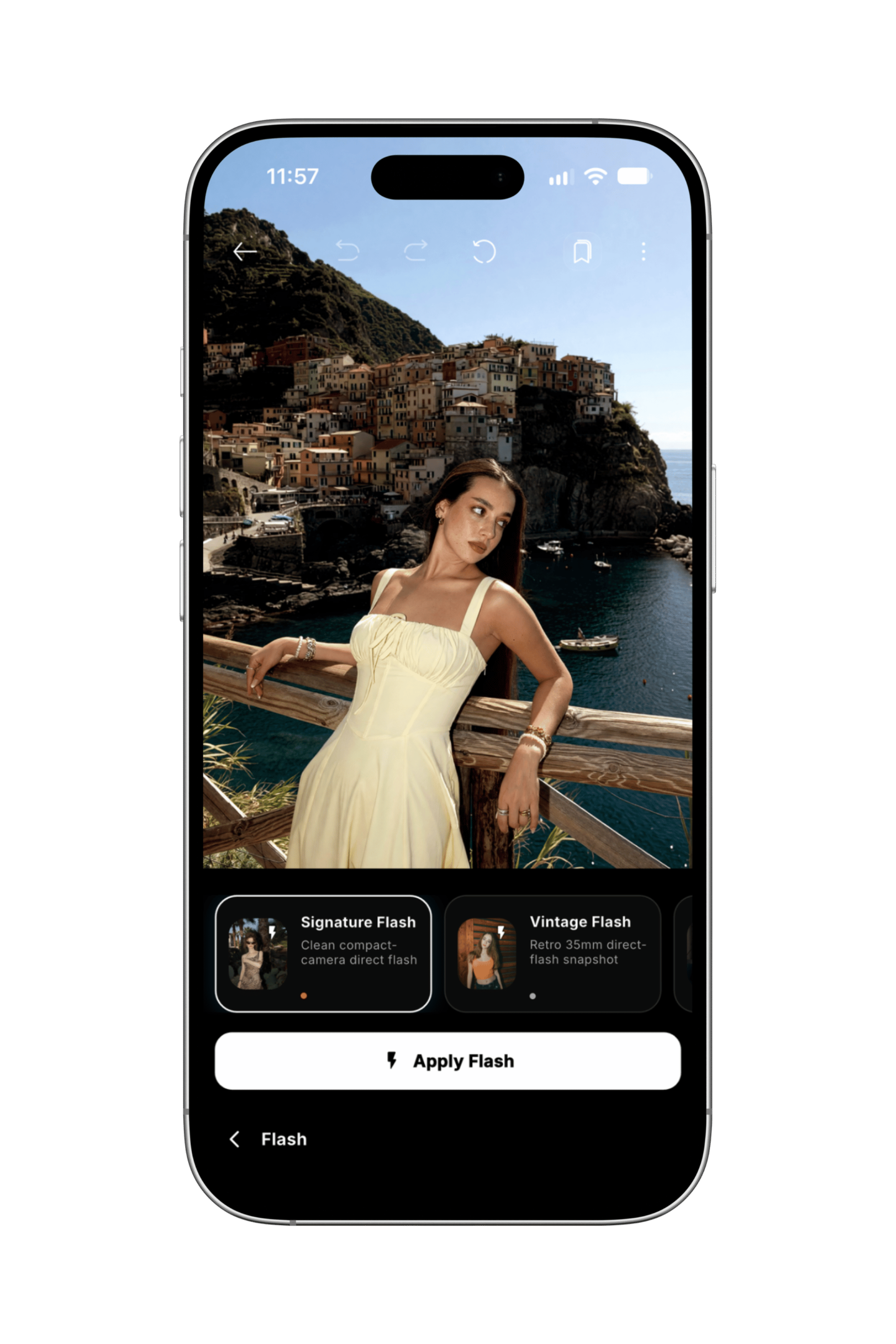 Lensora Flash editing interface